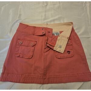 Vintage Union Bay Mini Skirt Size 5 • Coral/Yellow Utility Pockets Y2K